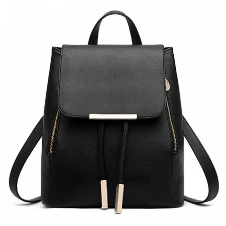 Yogodlns рюкзак в простом стиле для женщин из искусственной кожи рюкзаки для девочек-подростков школьные сумки модная сумка на плечо высокое качество - Цвет: black
