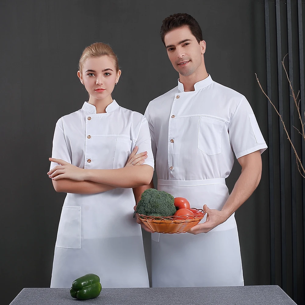 Рубашка с короткими рукавами форма офицантки рубашки Еда для вызова обслуживания в отелях Кухня Рабочая одежда ресторан унисекс рубашка