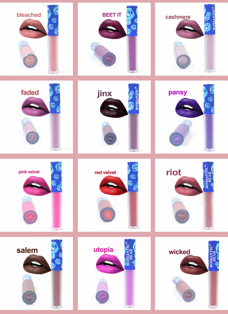 

12PCS/LOT Makeup Lipstick Unicorn Maquillaje Bottom Tint Lipgloss LongLasting Red Velvet Matte Liquid Make up Matte Lipstick