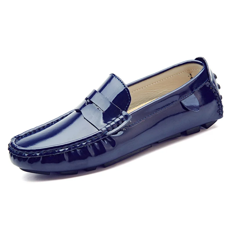 Популярные летние модные мужские кожаные туфли мужские блестящие Мужские модельные туфли из мягкой искусственной кожи высокого качества Нескользящие Туфли-оксфорды на плоской подошве - Цвет: blue