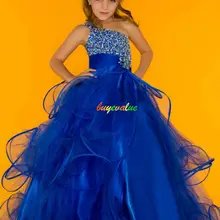 Классическое платье в цветочек для девочек, королевский синий, вечерние, свадебные, торжественные, одежда! Милый и милый! Все размеры от 2 до 14