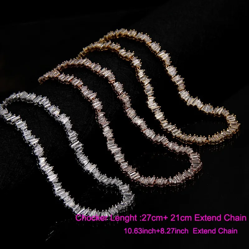 Adjustable Cubic Zirconia Diamond Baguette Chocker (6)
