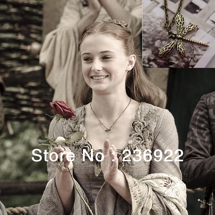 

ZRM Fashion Game of thrones wholesale 20pcs/lot Sansa Stark Vintage dragonfly pendant necklace women jewelry factory price
