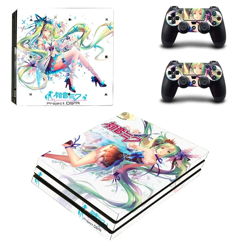 Мику Хацунэ кожи PS4 Pro Стикеры s Play station 4 Pro виниловая наклейка Стикеры для sony Playstation 4 Pro консоли и два контроллера