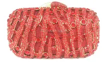 Freies verschiffen!! A15-28, rot farbe mode top kristallsteinen ring handtaschen für damen nette parteibeutel