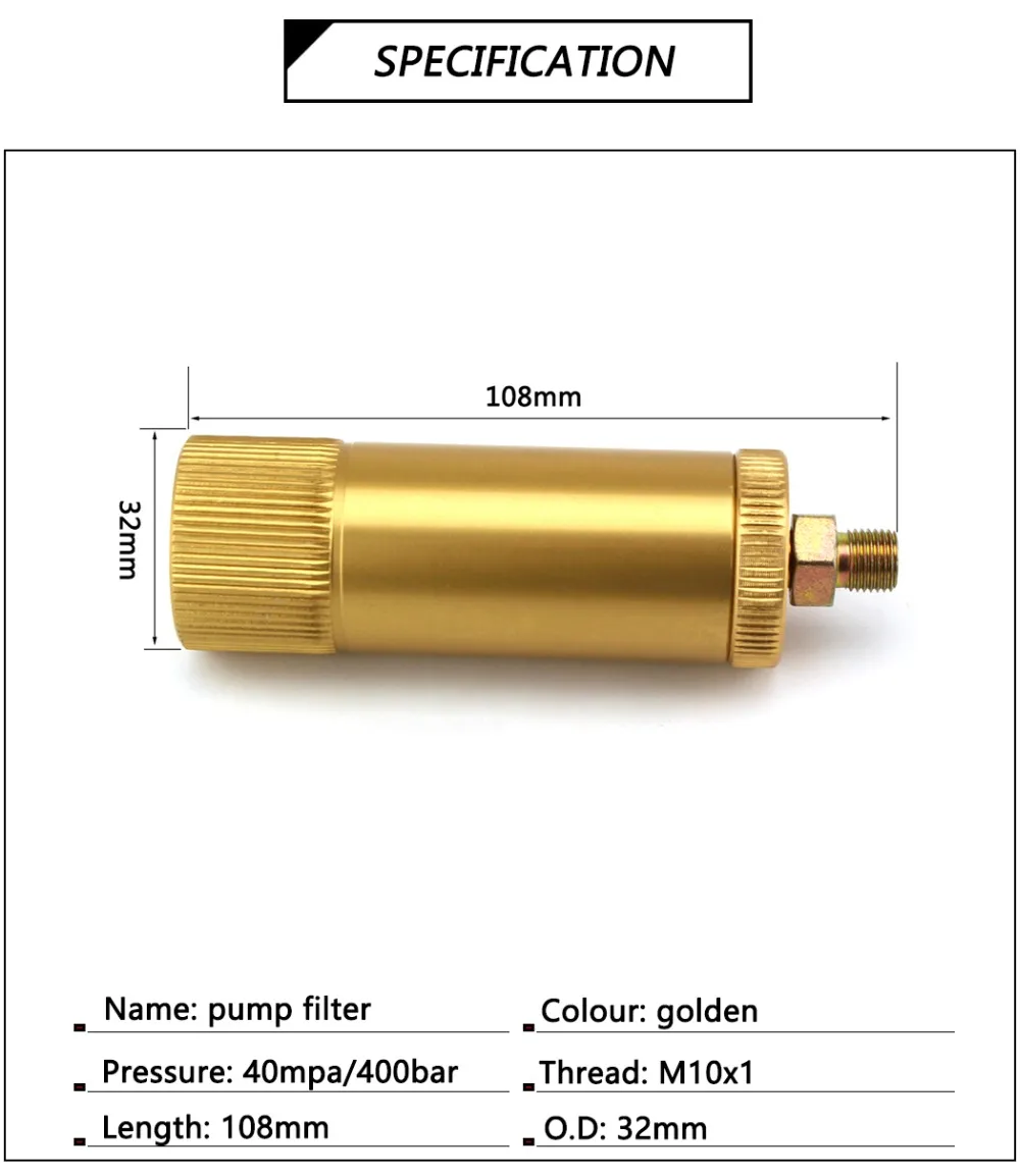 Пейнтбол PCP Насос высокого давления воздушный фильтр 40mpa водоотделитель 50 см шланг M10x1 быстрые разъемы фильтрующие элементы 8 мм