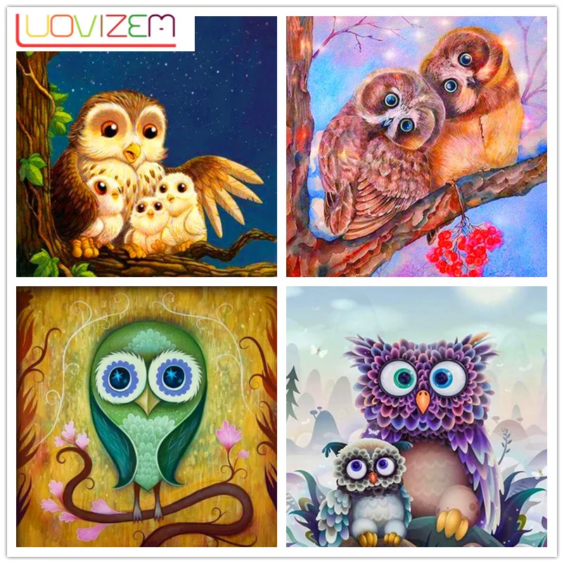 

Diamond Embroidered Owl Diamond Cross Stitch 5D Diy Diamond Mosaic Rhinestone Christmas Gift L802