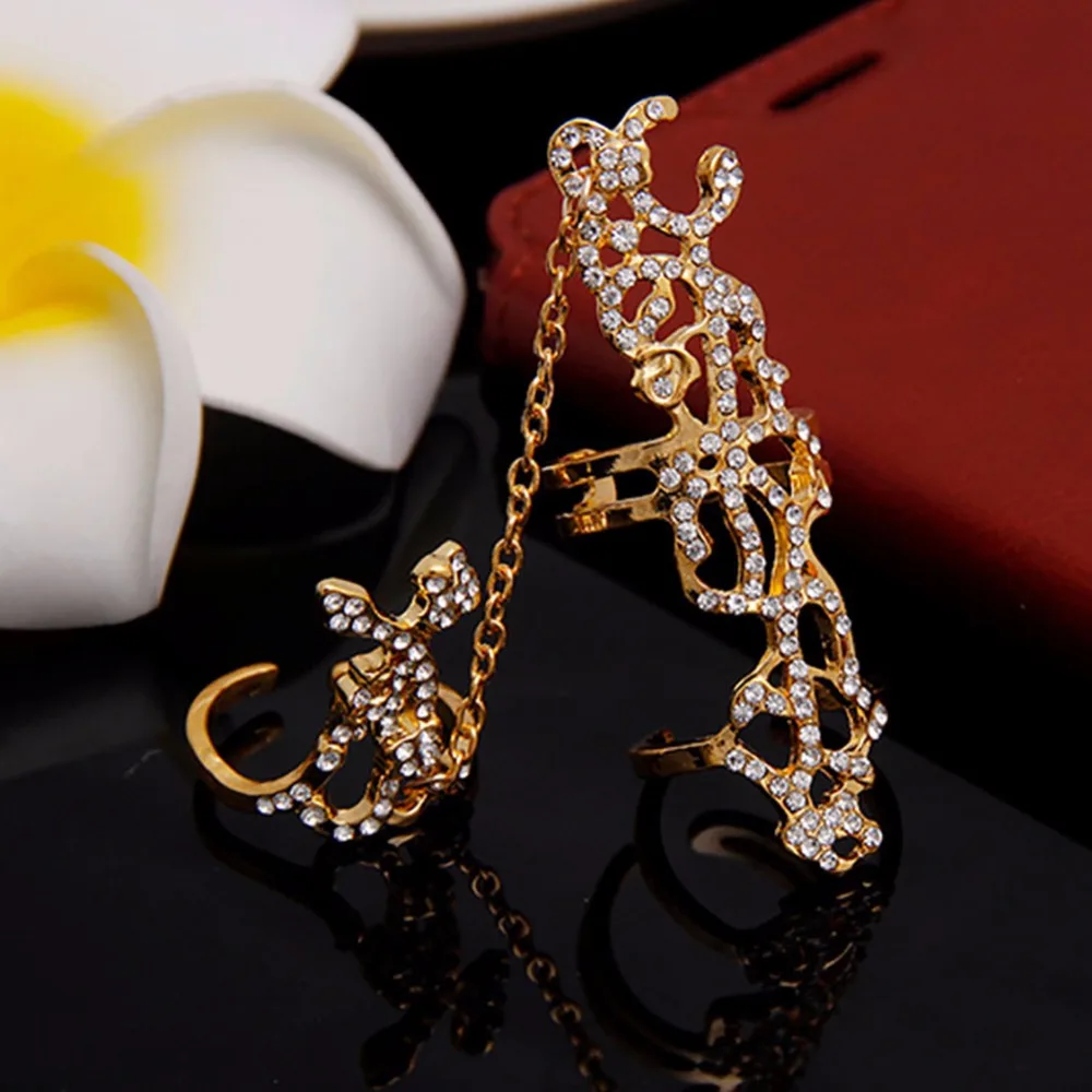 Finger Ring Silver Plated Gold Multiple Finger Stack Knuckle Band Crystal Flower Ring Women's Fashion Jewelry Gift 1Pc