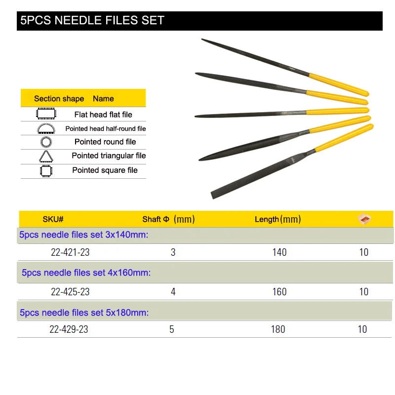 22-421 5pcs needle files set des size