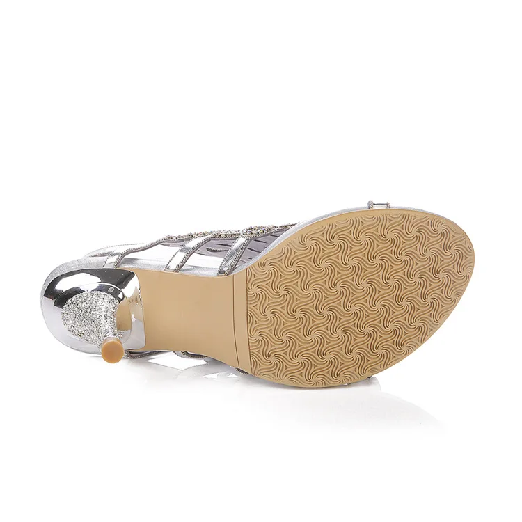 Womens Summer Fashion Diamond Silver High-heeled 8cm Stiletto Sandals Female Luxury Shoes Sale Online14