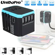 Универсальный адаптер питания для путешествий, по всему миру, электрические розетки, зарядное устройство переменного тока с 4 портами USB+ 1 портами type-C для США, ЕС, Великобритании, Австралии