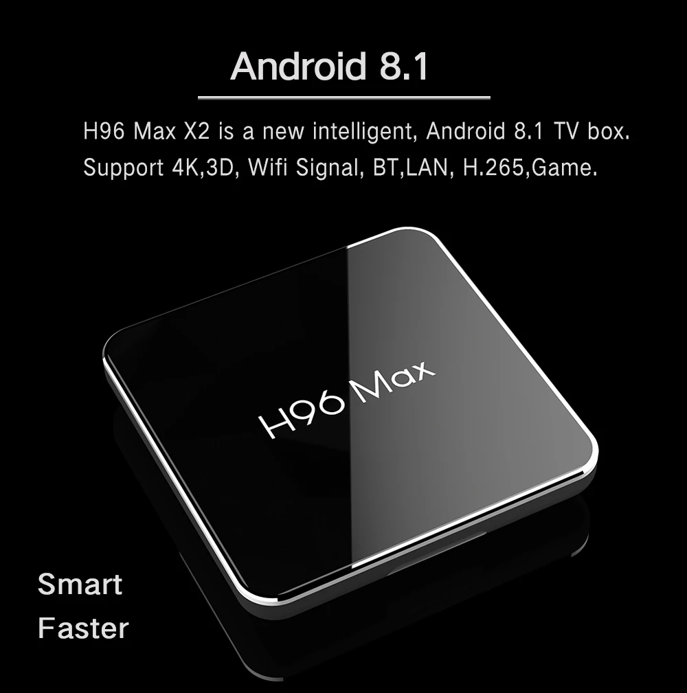 Новое поступление H96 Max X2 Smart tv BOX Android 8,1 Amlogic S905X2 LPDDR4 Четырехъядерный 4 ГБ 32 ГБ 64 Гб 2,4 г и 5 ГГц Wifi 4K телеприставка