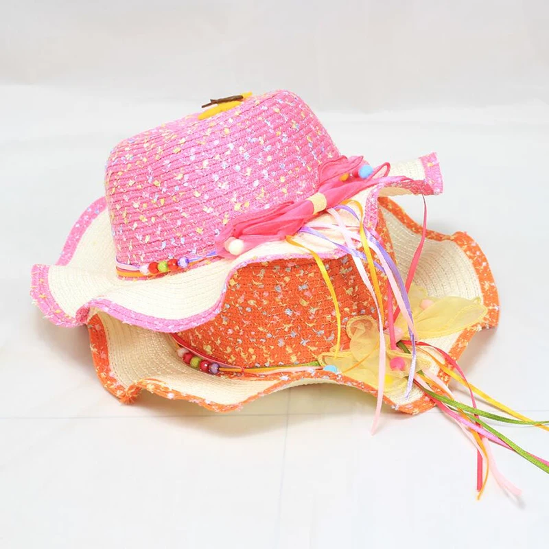 

SUOGRY 2019 Summer Children's Retail Flower Simple Bow Wide-brim Straw Hat Children Girls Beach Hats Sun Hats