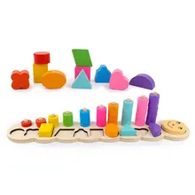 Деревянная игрушка для укладки пончиков, Геометрическая головоломка с числовым совпадением, обучающая игрушка для малышей MF0664H