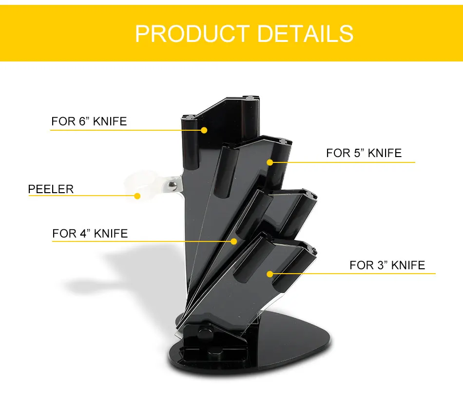 Черный акриловый держатель ножей для ножей " 4" " 6" нож+ нож для чистки блоков подставка для керамических ножей набор кухонных принадлежностей