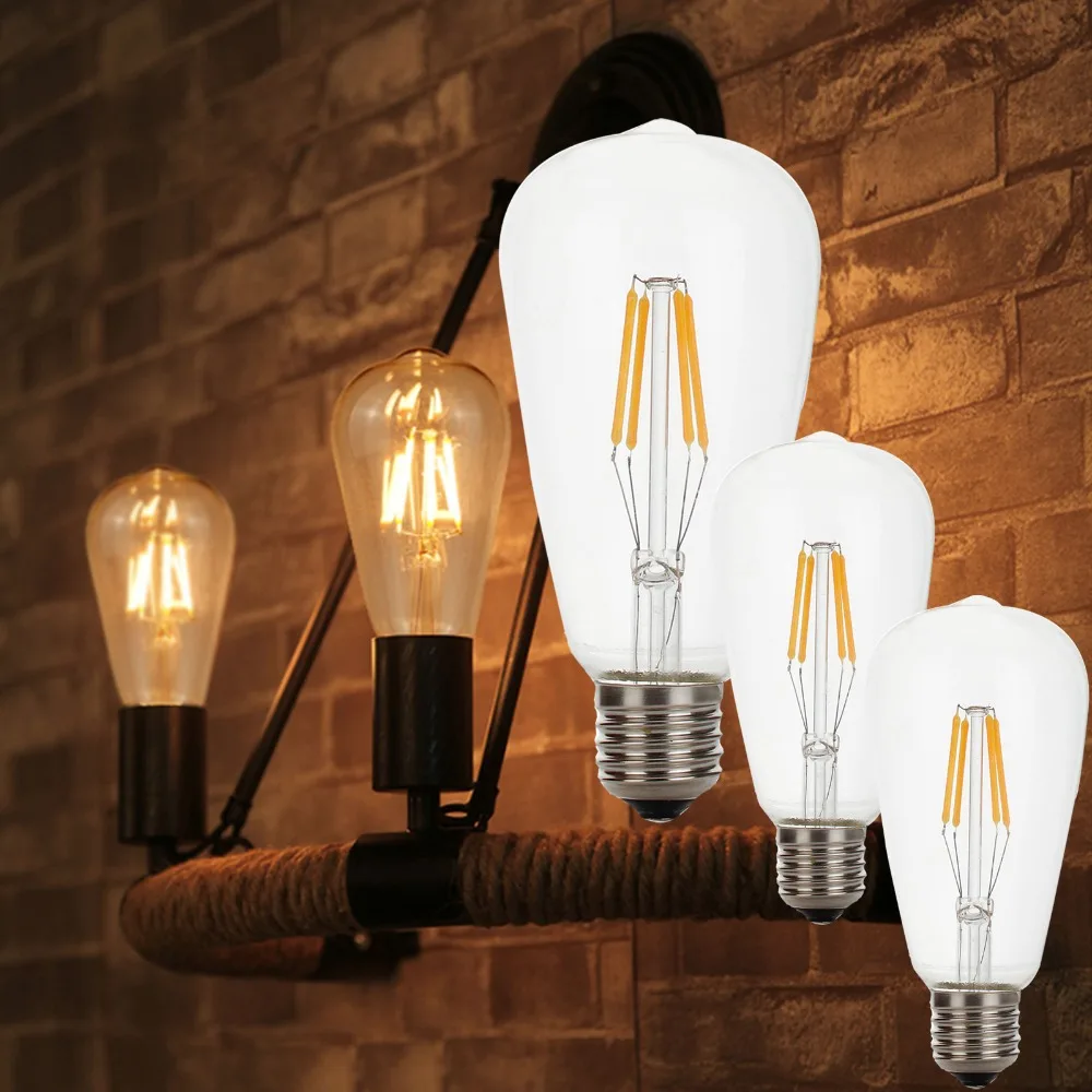 ST64 2W 4W 8W Filament Bulb LED Retro Lamp Lampada Bombillas Vintage Edison Light Decoratives Lighting 110V 220V | Лампы и освещение