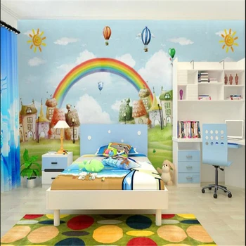 

beibehang wallpaper for kids room American style Mediterranean cartoon hot air balloon photo wallpaper papier peint mural 3d