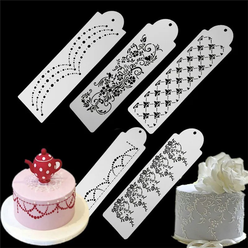 

SEAAN Hollow Flower Snowflake Spray Cake Mold Vintage Pattern Cake Surface Cake Stencil Spray Cookie Stencils Decoration