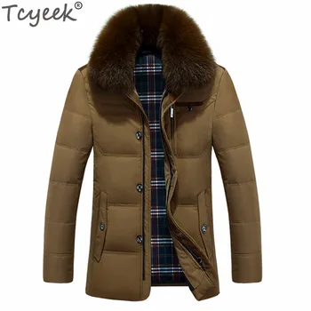 

Tcyeek Thick Winter Jacket Men Warm Middle Long Coats Fashion Real Fur Collar Men's Down Jacket Jaquetas Masculina Inverno CJ293