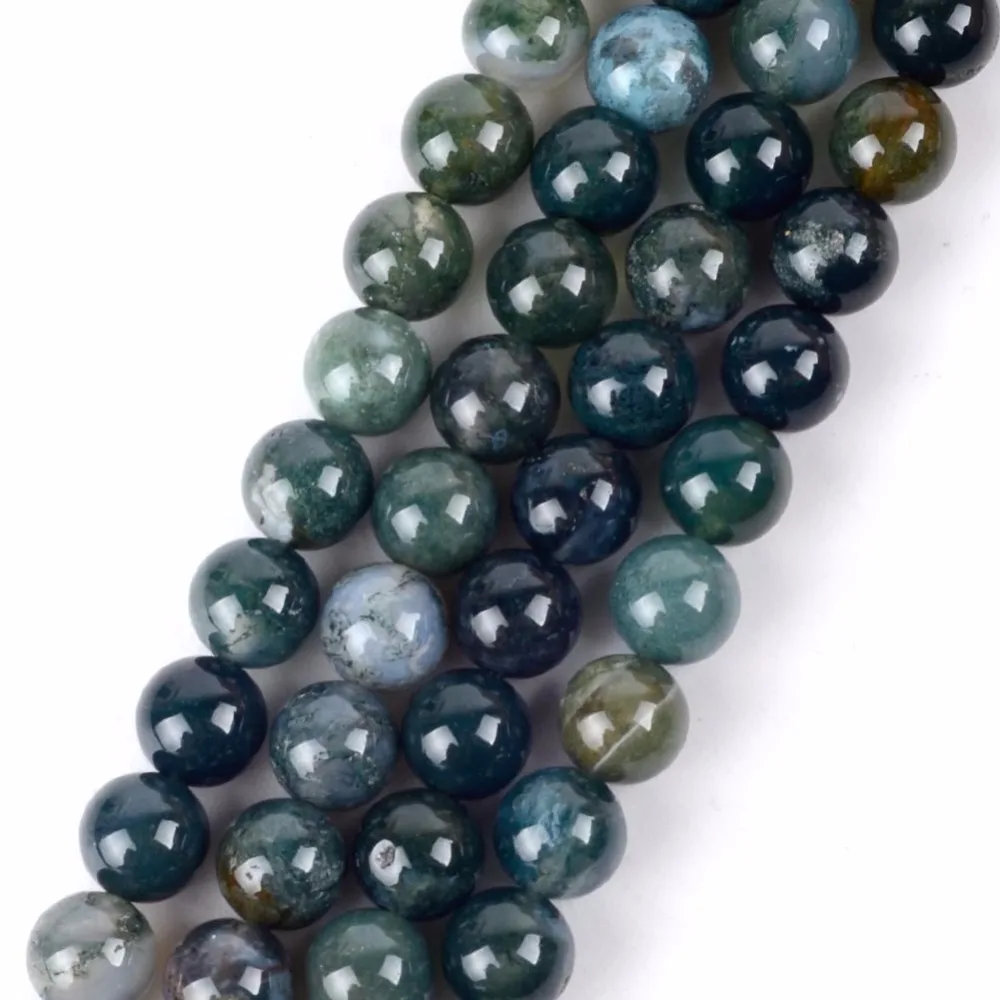 

Wholesale Natural Mineral Stone Moss Agates Round Loose Beads for Jewelry Making 4 6 8 10 12mm Diy Beads Jewelry Accessories 15"