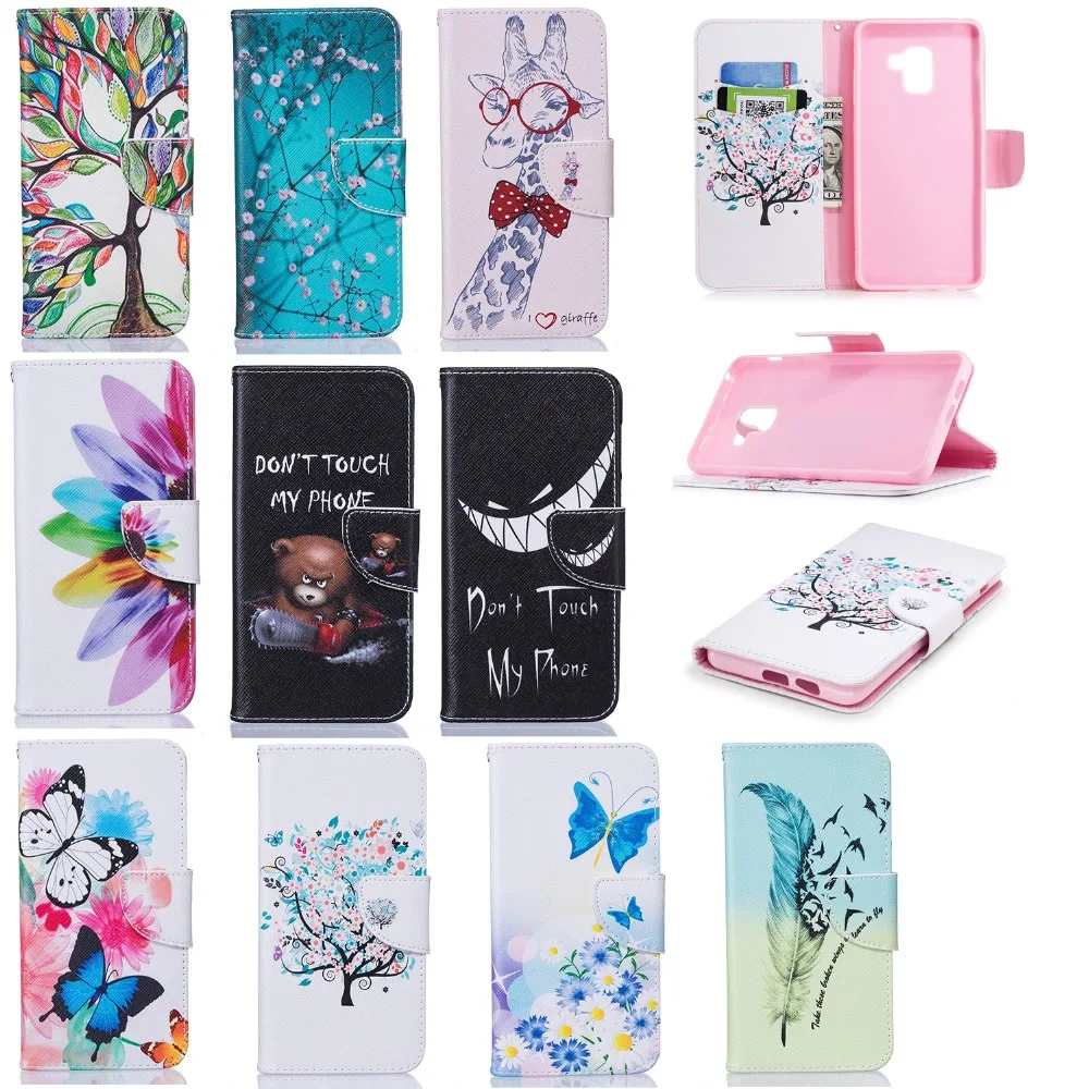 

For Samsung Galaxy A6 A8 2018 Case Wallet Stand Luxury PU Leather Painted Flip Case For Samsung Galaxy J4 J6 J2pro 2017 A3 A5 A7