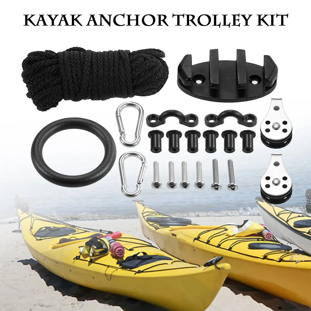 21PCS Rope Pulleys Kayak Cleat Pad Eyes W// Nuts Screws Kit High Quality Durable