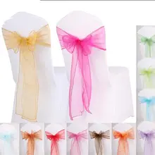 Свадебные украшения 150 шт. органзы Председатель Пояса Лук Обложка для торжеств, Свадебная вечеринка стул украшение