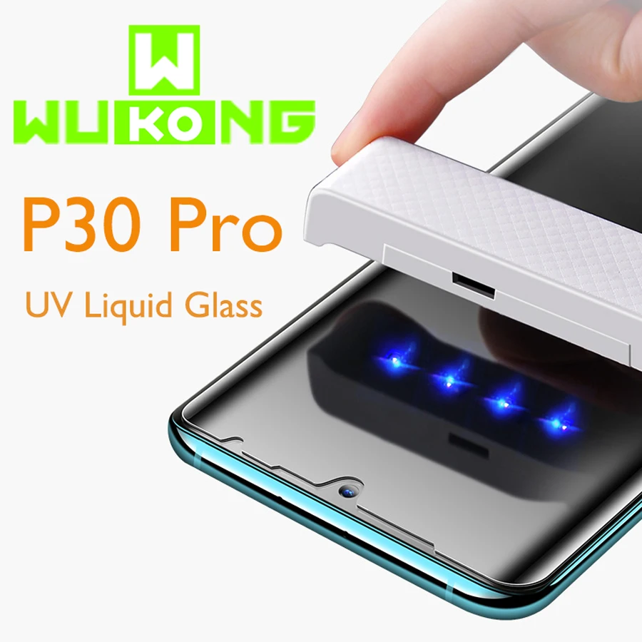 

2 pcs Liquid UV Glue Tempered Glass Film for Huawei P30 Pro Full Cover UV Screen Protector For Huawei Mate 20 Pro UV Glass