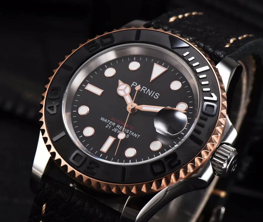 2017 New 40mm Parnis Mechanical Watches Man Ceramic Bezel Dial Japan