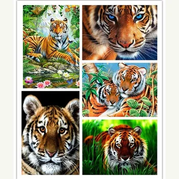 

DIY Diamond Painting Animal tigers diamond embroidery Cross Stitch Mosaic Needlework Full Round Rhinestone Home decor gift