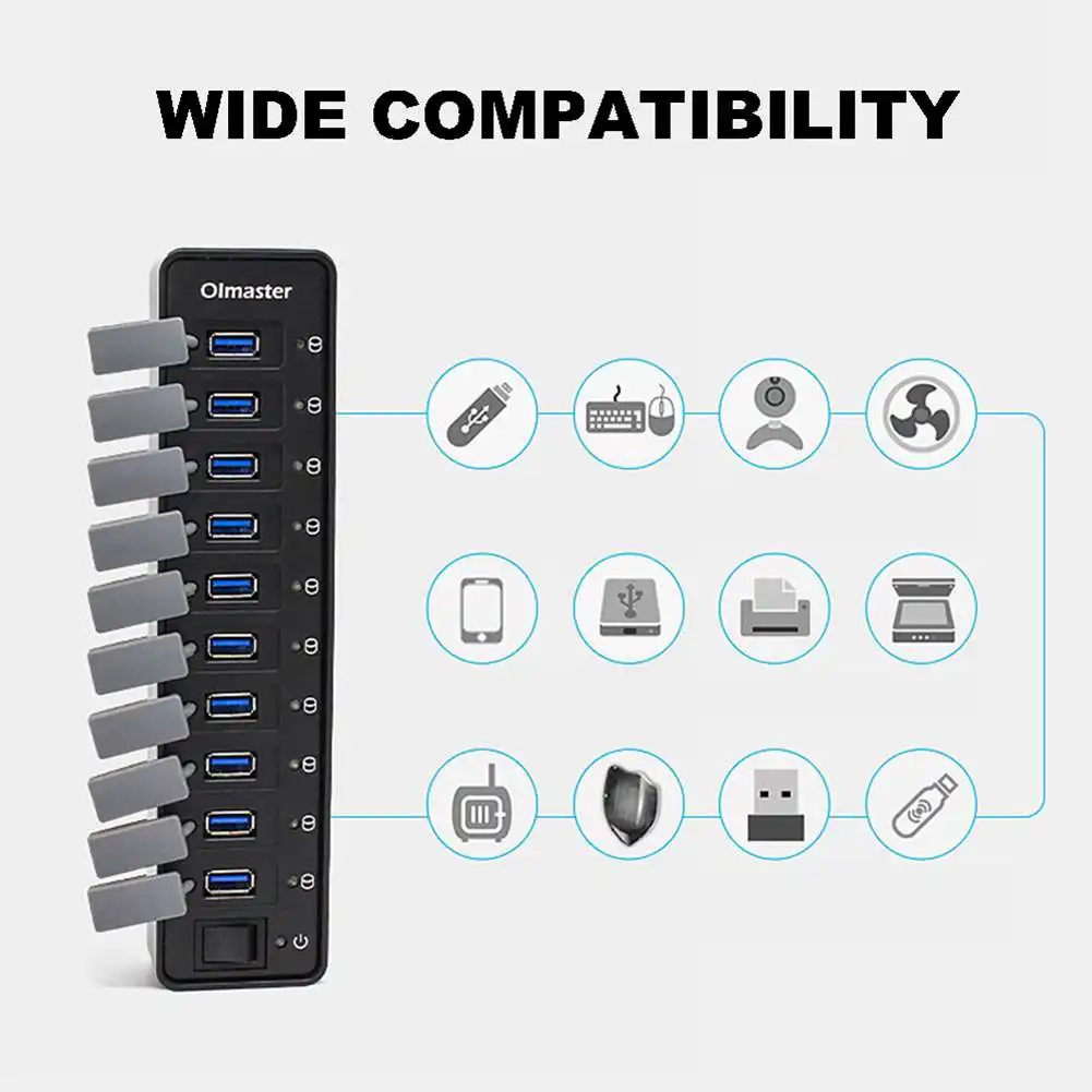 OIMASTER 10-Порты и разъёмы USB 3,0 концентраторы Портативный USB C концентратора USB-C до 3,0 концентратора USB3.0 с Мощность переключатель для Macbook