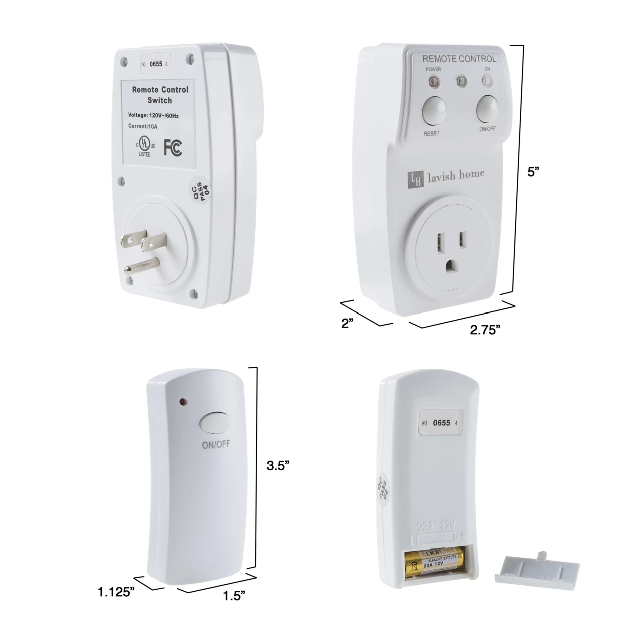 Indoor Wireless Electrical Outlet Plug With Programmable Remote Control For Home Appliances, Lamps, Lighting and Electrical Equipment B (1)