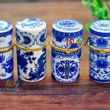 4 шт китайские синие и белые фарфоровые Ювелирные изделия/держатель зубочистки подарочная коробка