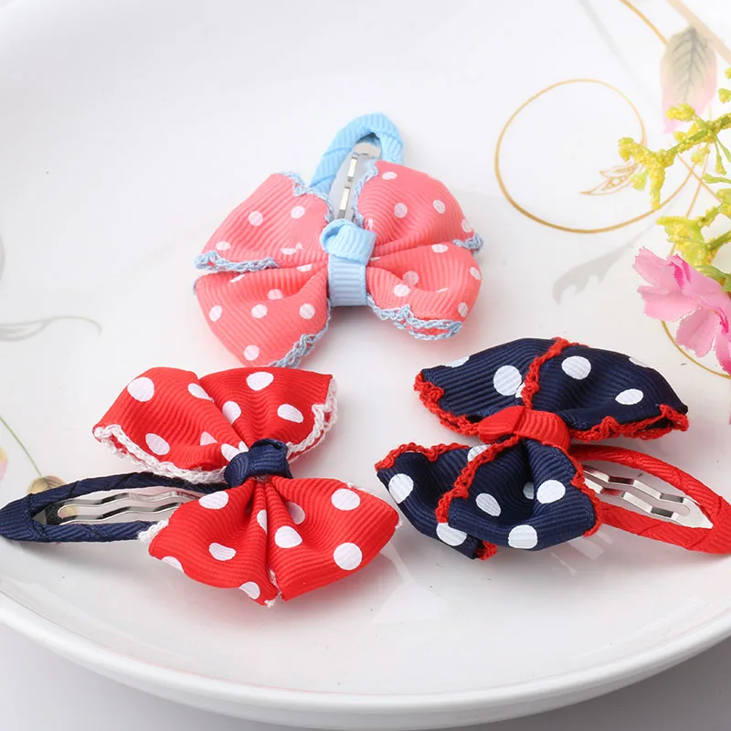 Fashion Cute Hair Clips Girls Accessories Ribbon Candy Kids Bowknot Hairpins Point Dot Flower Colors Barrettes | Детская одежда и