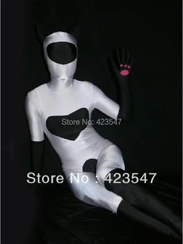 

Black And White Skin Spandex Full Body Zentai Catsuit Halloween Party Costumes-Zentai