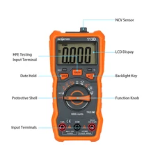 RICHMETERS Multimeter RM113D Multimetro Tester Digital Multimeter 6000 Counts Auto Ranging AC/DC Voltage Temperature Measuring