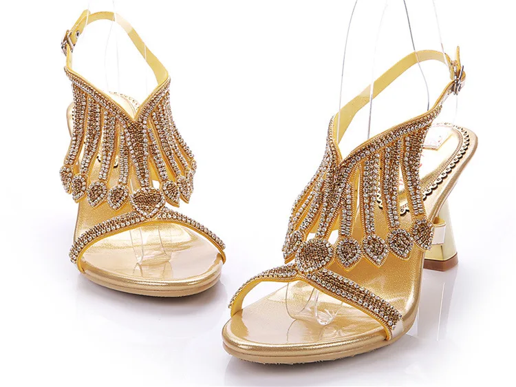 2016 Summer Gold Hot Sale Sexy Elegant Womens Shoes Leatherette Stiletto Heel Thick Heels Sandals Free Shipping Cheap From China14