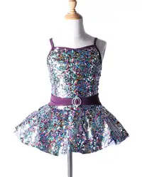 Без рукавов Балерина Фея Пром Детский костюм для вечеринок для девочек с блестками платье с цветочным принтом танцев гимнастическое