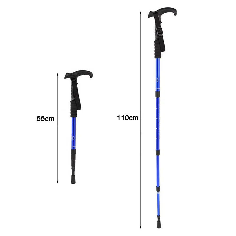 Резина для трекинговые палки для пешего туризма трости для ходьбы авиации Сверхлегкий алюминиевый сплав складной альпеншток Регулируемый 4-х секционные палки