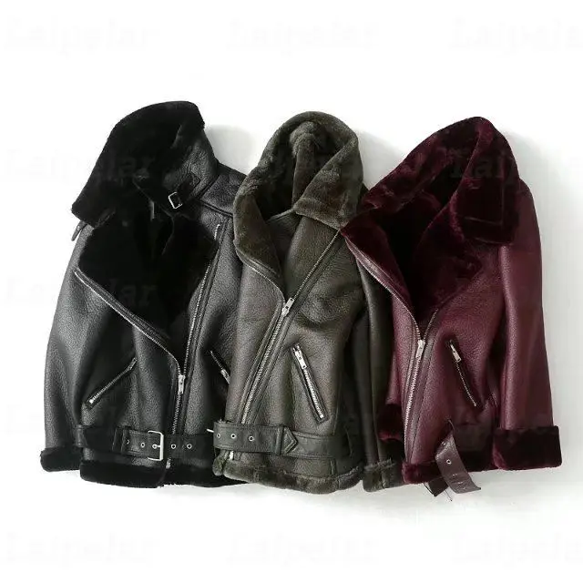 Кожаная куртка с отворотом из искусственного меха, зимняя мотоциклетная куртка из искусственной кожи, зимняя модная верхняя одежда, короткая куртка, пальто
