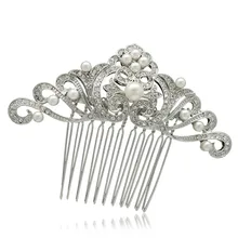 Romantic Bridal Hair Accessories Wedding Hair Comb Rhinestone Crystal Simulated Pearls Flower Leaf Bridesmaid Head Jewelry