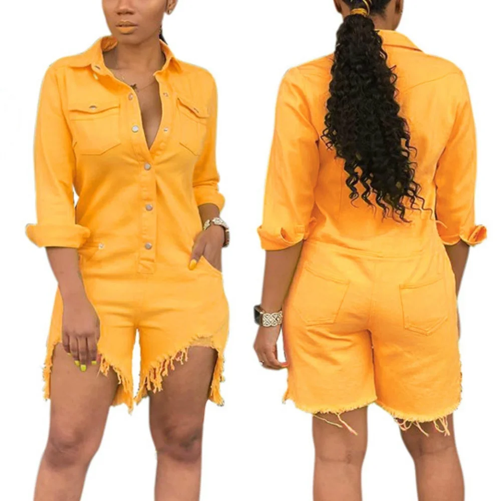 Women's Fashion Slim Elastic Buttons Design Denim One-piece Romper Sexy Skinny Night Club Denim Jumpsuits for Women S-2XL Women's Fashion Slim Elastic Buttons Design Denim One-piece Romper Sexy Skinny Night Club Denim Jumpsuits for Women S-2XL