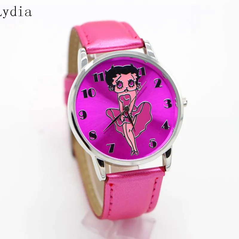 Дропшиппинг наручные часы для женщин женские кожаные часы ремешок Betty Boop узор Стильные часы Повседневные Reloj