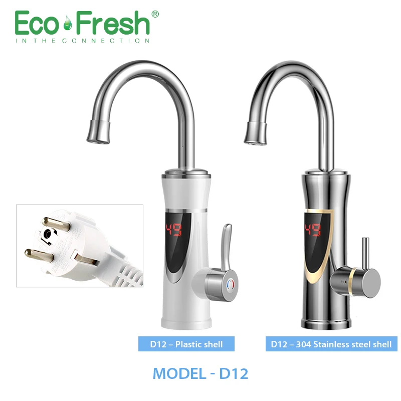 Billige Ecofresh Instant Tankless Elektrische Wasser Heizung Wasserhahn Küche Instant Heizung Tap Wasser Heizung mit LED EU Stecker
