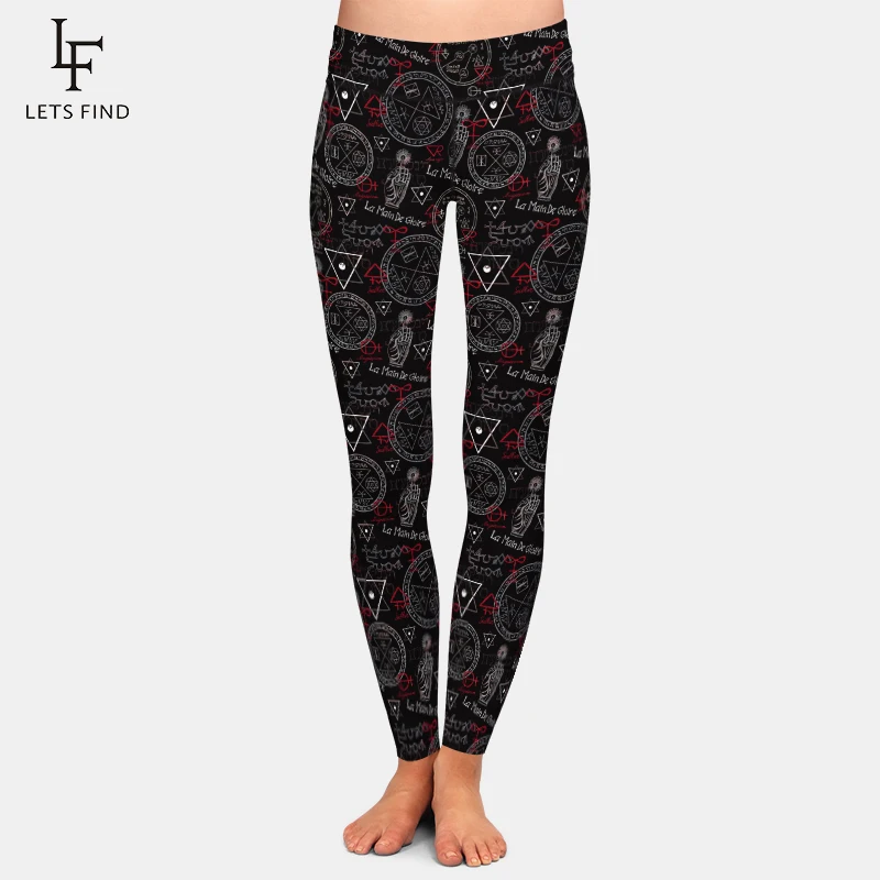 

LetsFind 2019 Women Print Leggings Fashion High Waist High Quaility Milk Silk Comfortable Polyester Plus Size Black Leggings