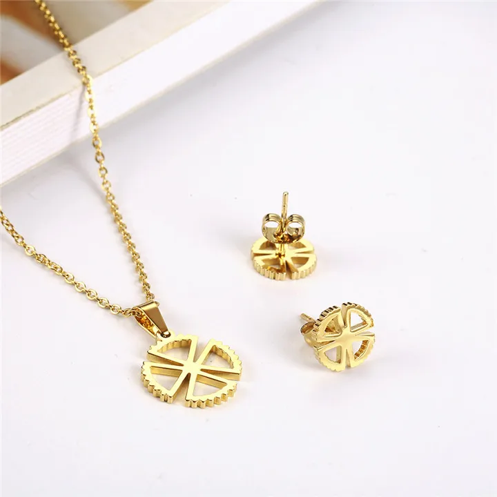 Gold color XUANHUA ювелирные изделия из нержавеющей стали для женщин, мода, ожерелье, серьги, набор, очаровательные ювелирные изделия, аксессуары в богемном стиле, массовый эффект - Окраска металла: Gold color