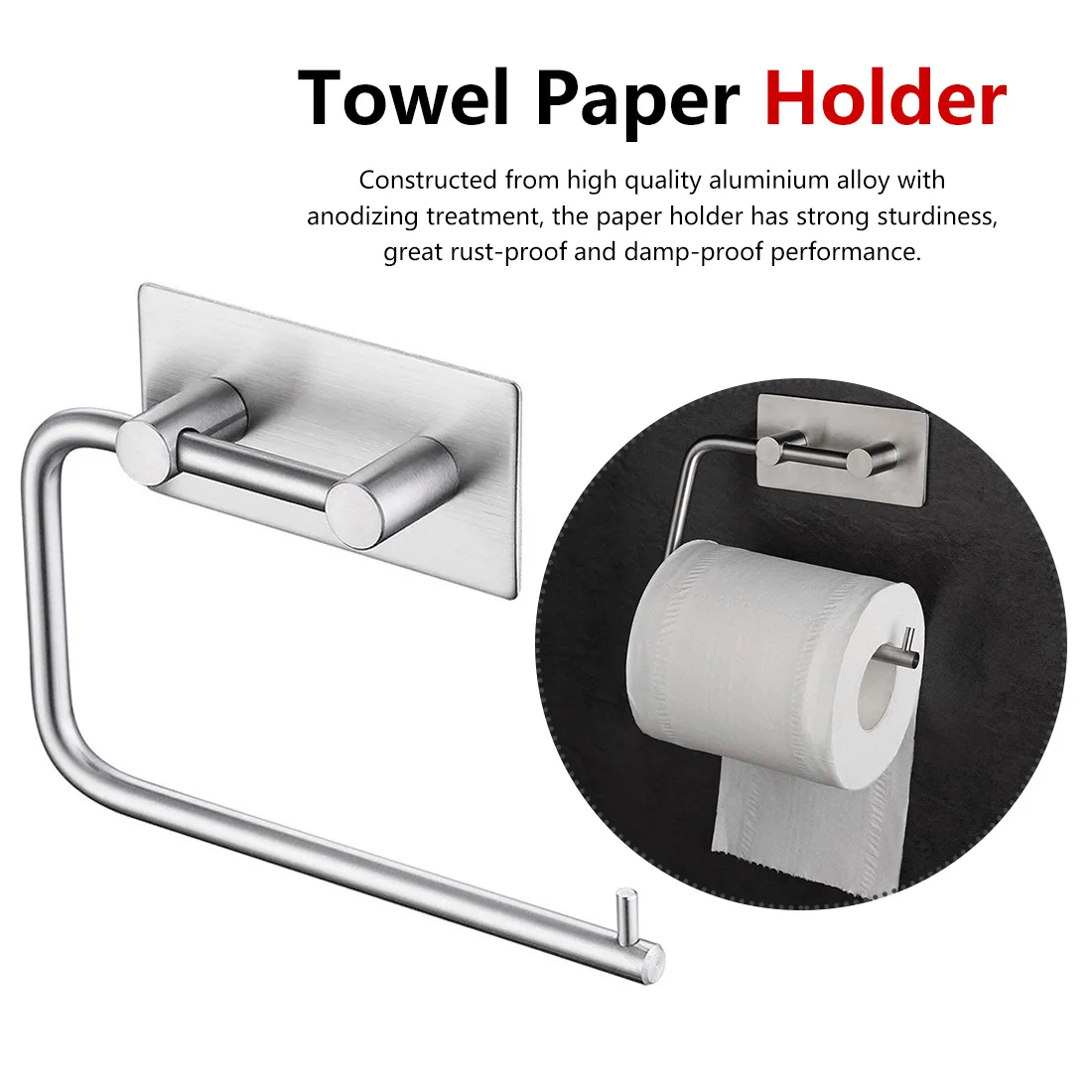 

Stainless Steel Self-Adhesive Tissue Rack Toilet Paper Roll Holder Hangers Kitchen bathroom Paper Holder Without Nails