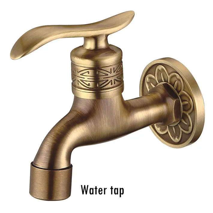 Bibcock faucet tap crane Antique Brass Finish Bathroom Wall Mount