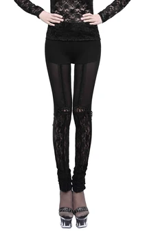 

Punk Women Cotton Leggings Skinny Elastic Legging Gothic Black Lace Legging Ankle-Length Pants