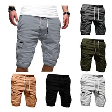 Мужские повседневные короткие штаны с несколькими карманами, однотонные дышащие мужские брюки для лета, Лучшая распродажа-WT